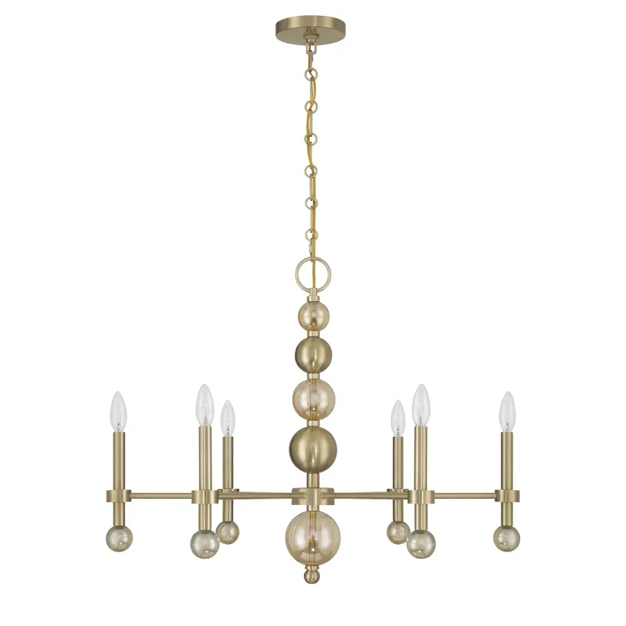 Crescent 6-Light Chandelier in Noble Brass - Image 2