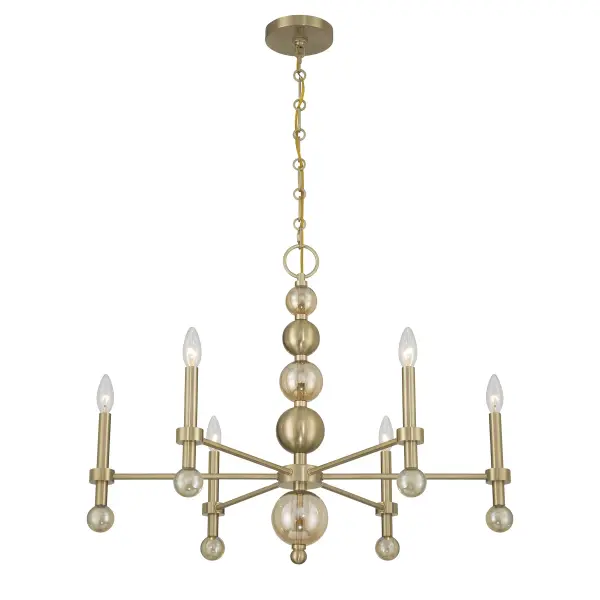Crescent 6-Light Chandelier in Noble Brass - Image 3