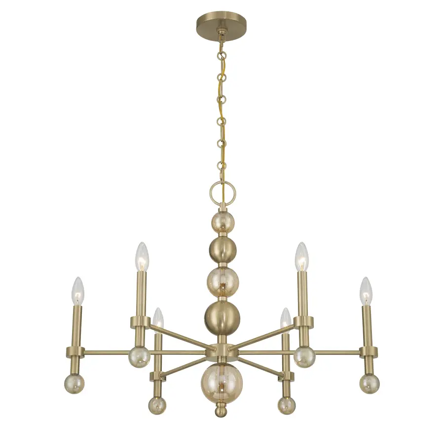 Crescent 6-Light Chandelier in Noble Brass - Image 3