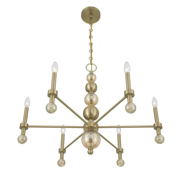 Crescent 6-Light Chandelier in Noble Brass - Image 4