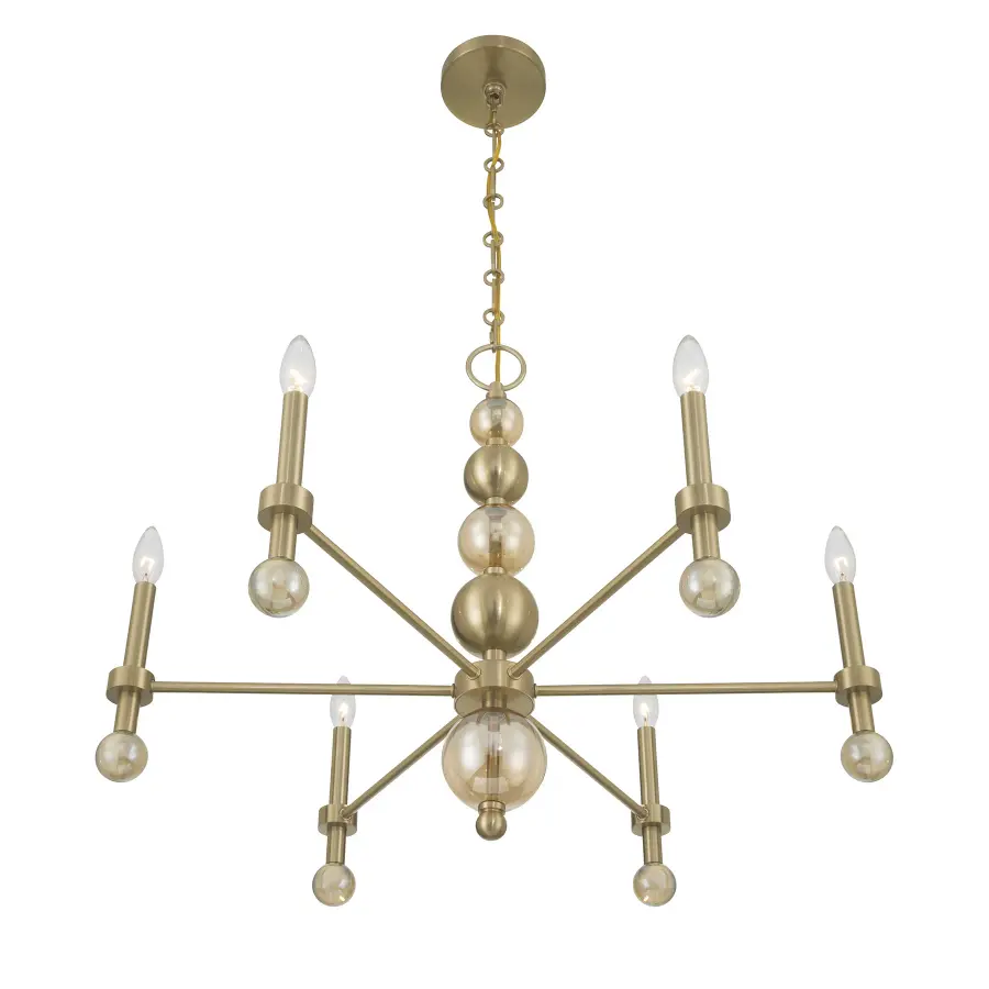 Crescent 6-Light Chandelier in Noble Brass - Image 4