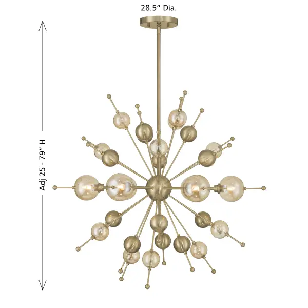 Crescent 6-Light Chandelier in Noble Brass - Image 8