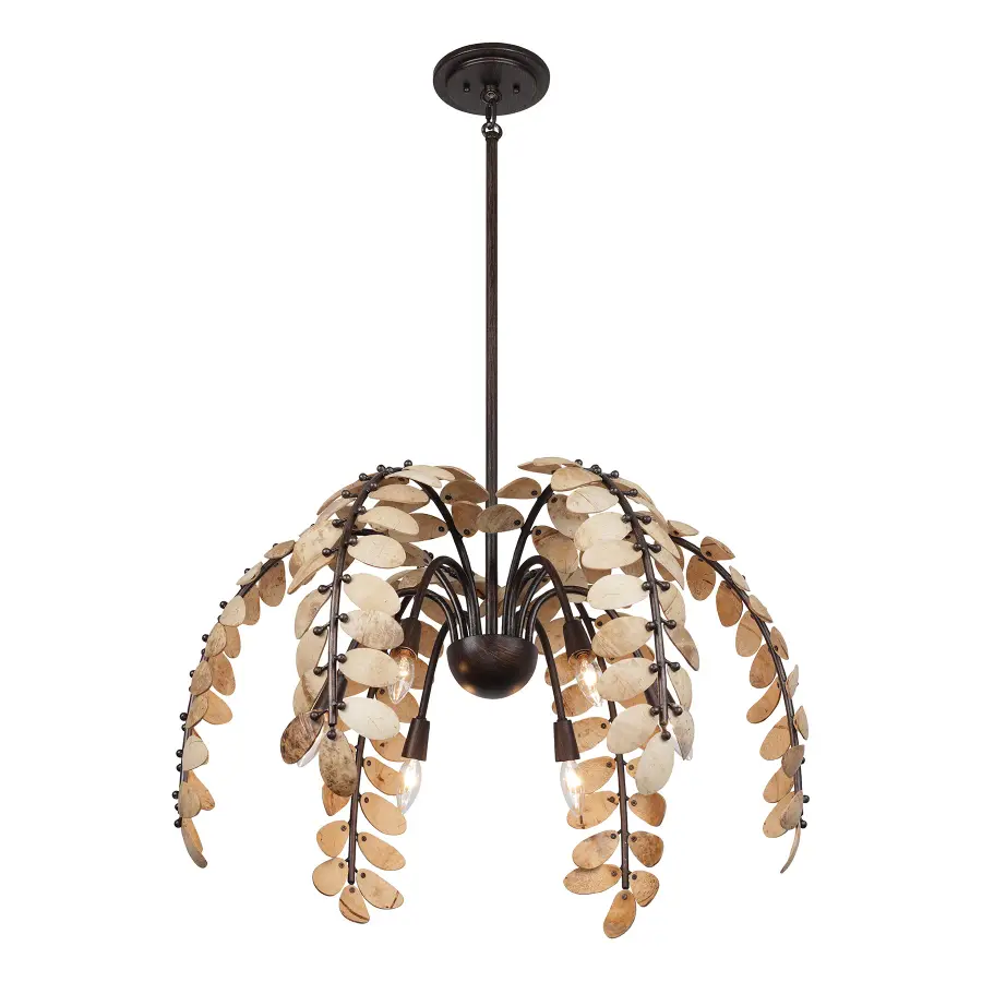Grecian 6-Light Chandelier in Champagne Mist with Coconut Shell by Breegan Jane - Image 3