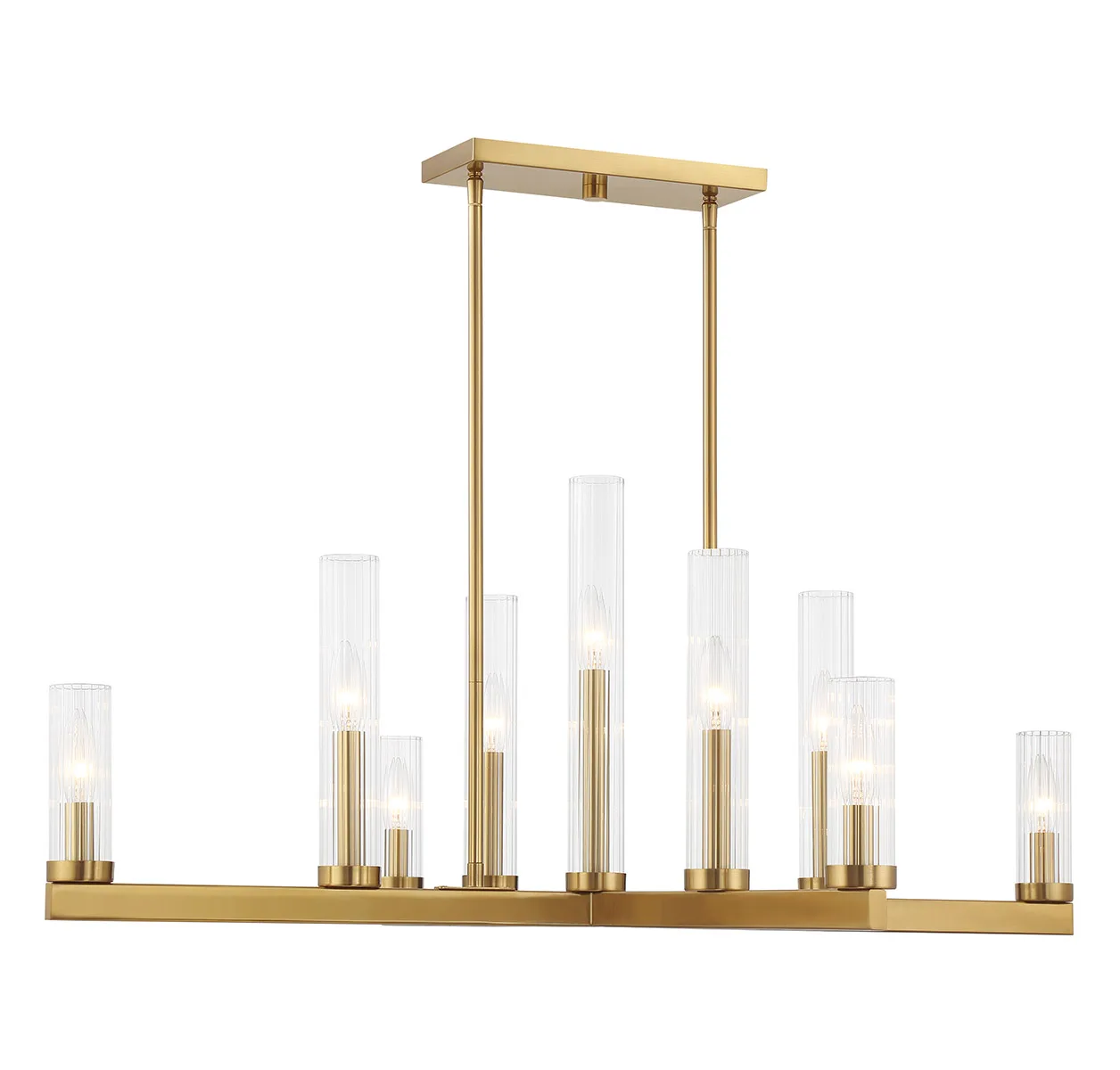 Carina Nine Light Chandelier in Warm Brass