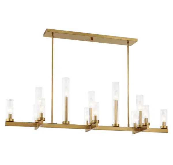Carina 13-Light Linear Chandelier in Warm Brass - Image 1