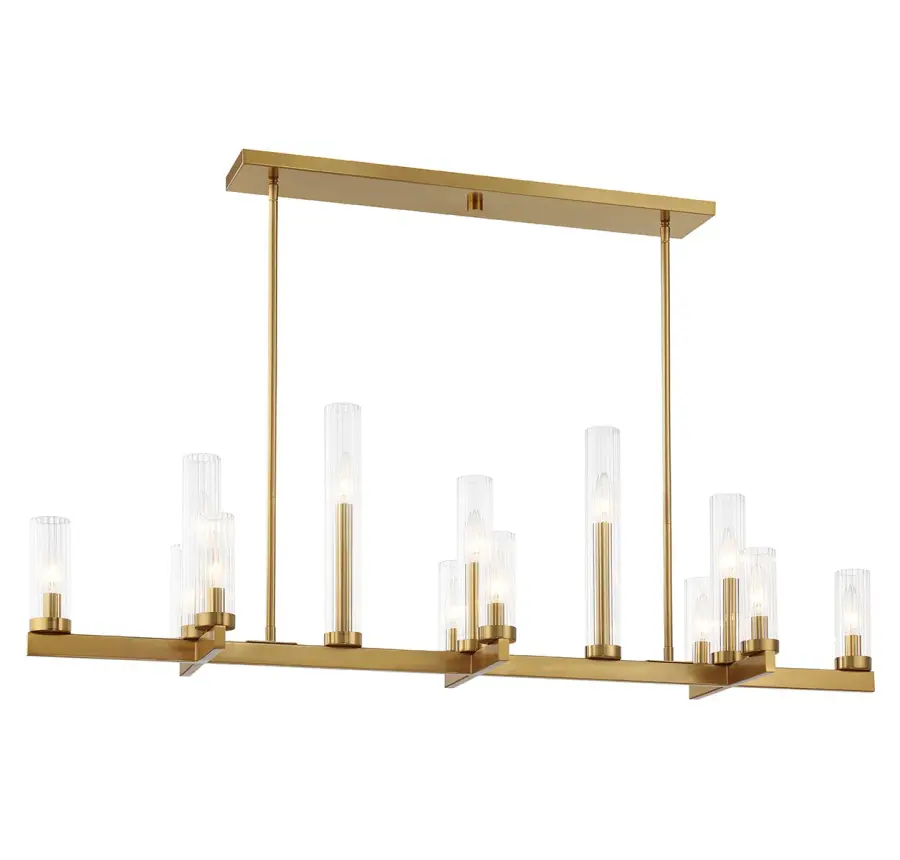 Carina 13-Light Linear Chandelier in Warm Brass - Image 1