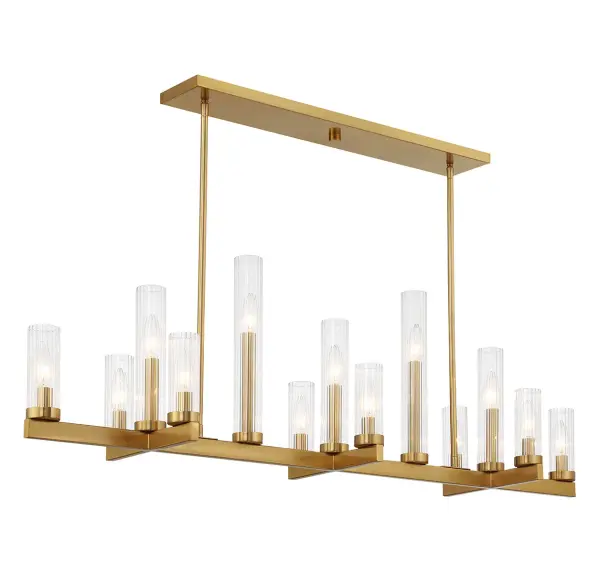 Carina 13-Light Linear Chandelier in Warm Brass - Image 3