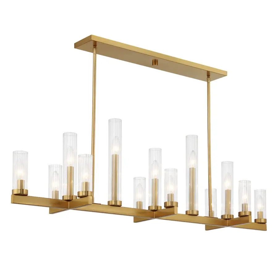 Carina 13-Light Linear Chandelier in Warm Brass - Image 3