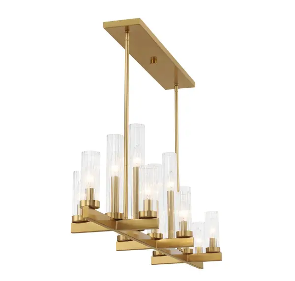 Carina 13-Light Linear Chandelier in Warm Brass - Image 4