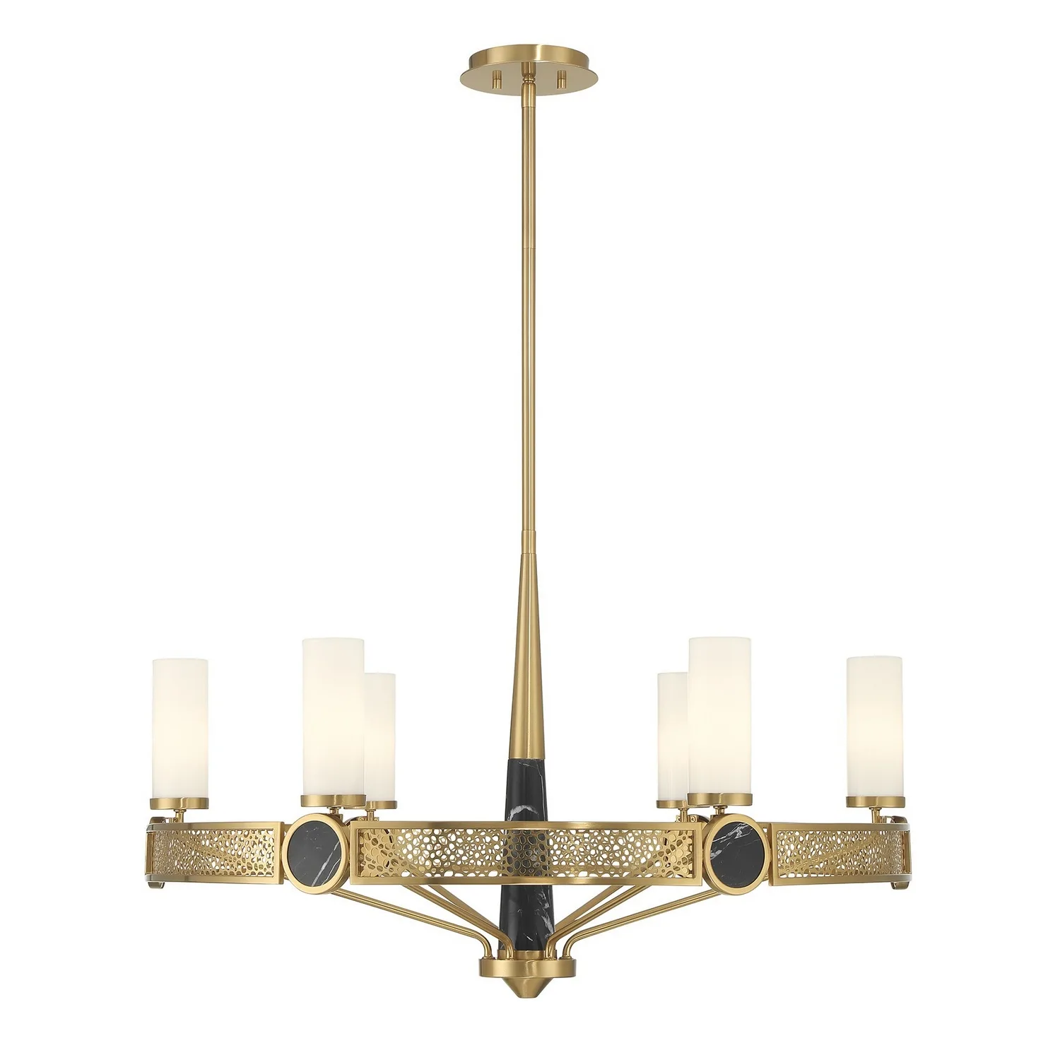 Farrell Six Light Chandelier in Warm Brass