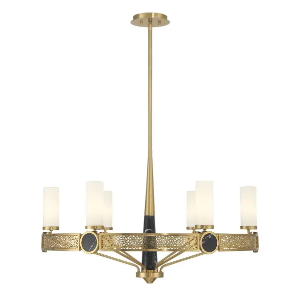Farrell Six Light Chandelier in Warm Brass - Image 1