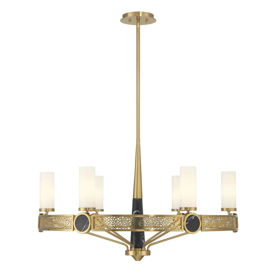 Farrell Six Light Chandelier in Warm Brass - Image 1