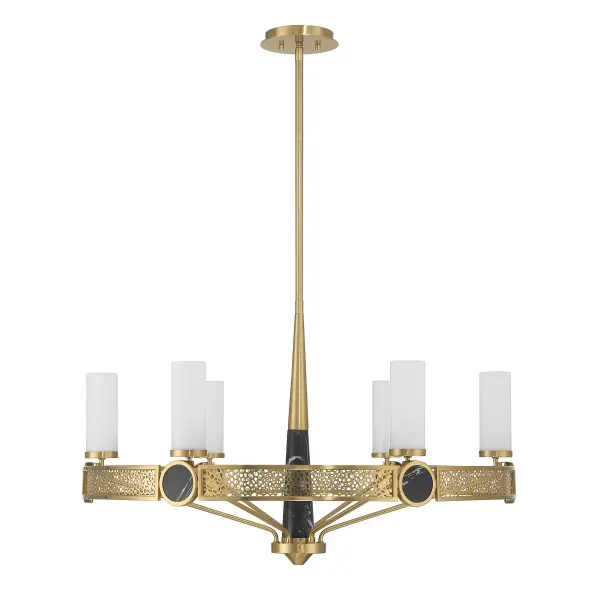 Farrell 6-Light Chandelier in Warm Brass by Dann Foley - alternate view