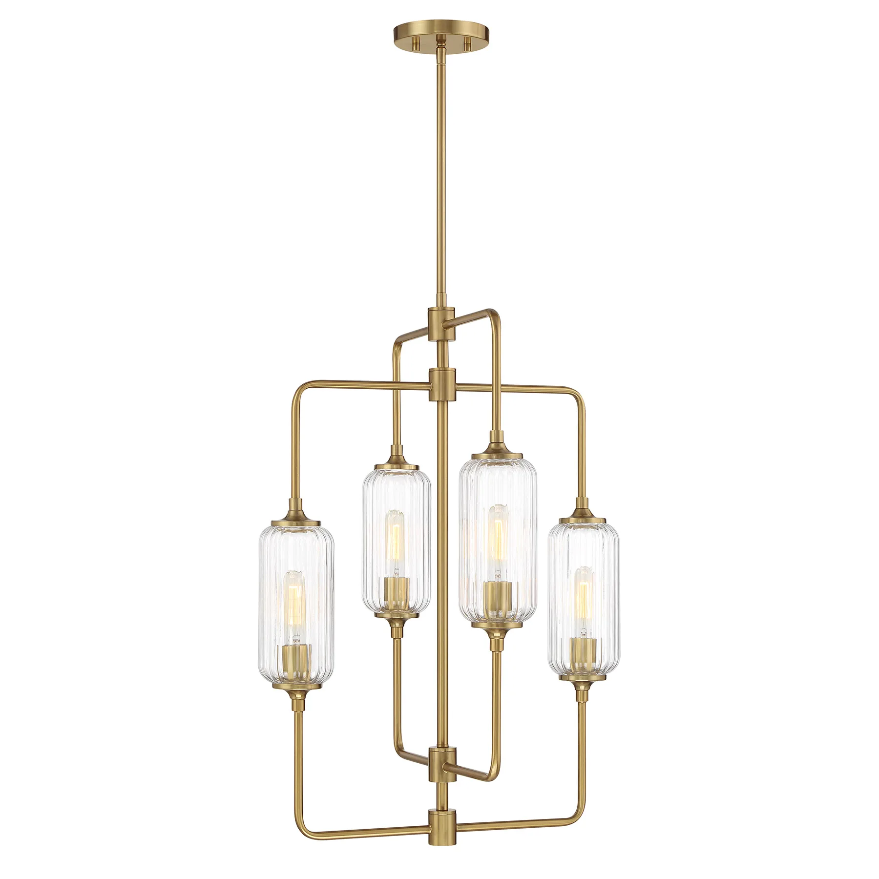 Holton Four Light Chandelier in Warm Brass