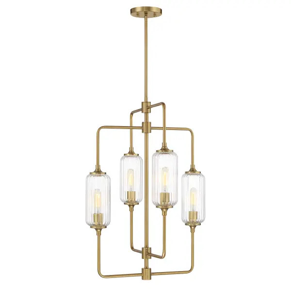 Holton Four Light Chandelier in Warm Brass - Image 1