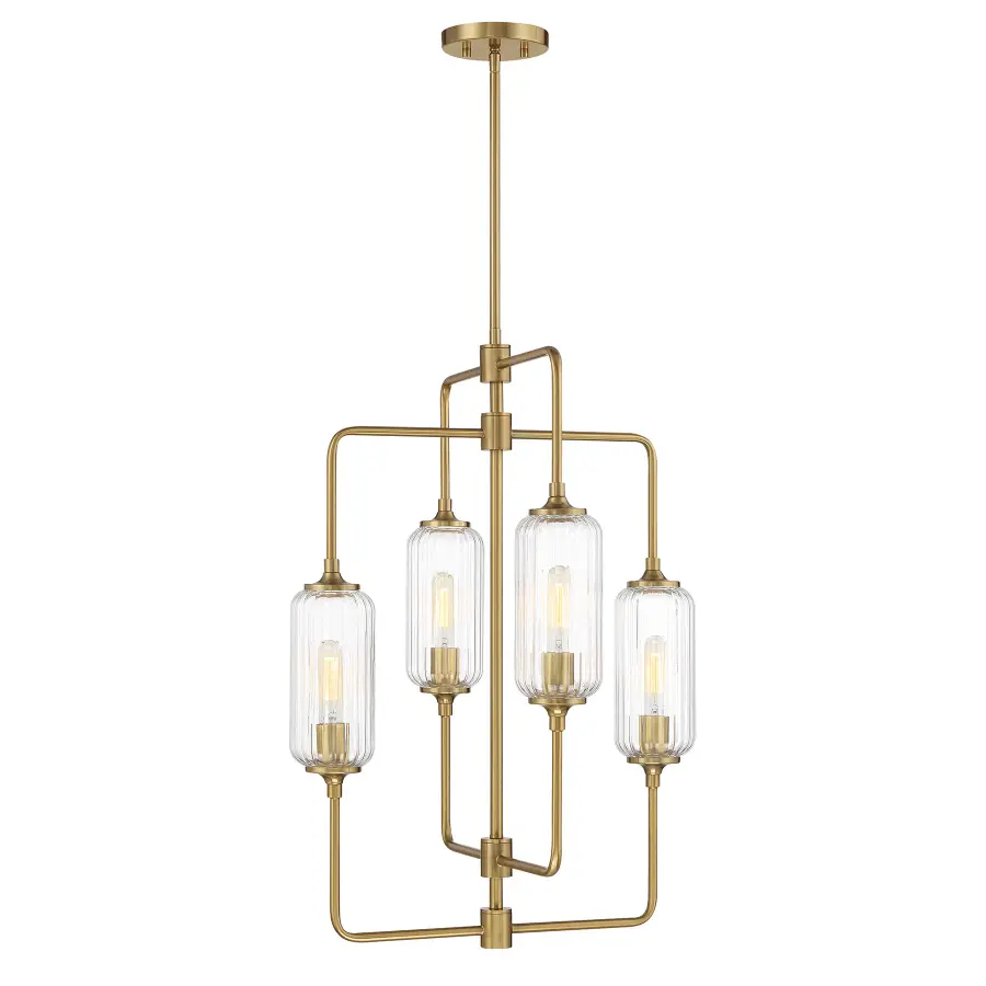 Holton Four Light Chandelier in Warm Brass - Image 1