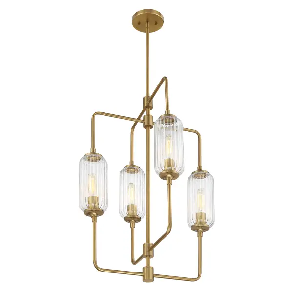 Holton Four Light Chandelier in Warm Brass - Image 3