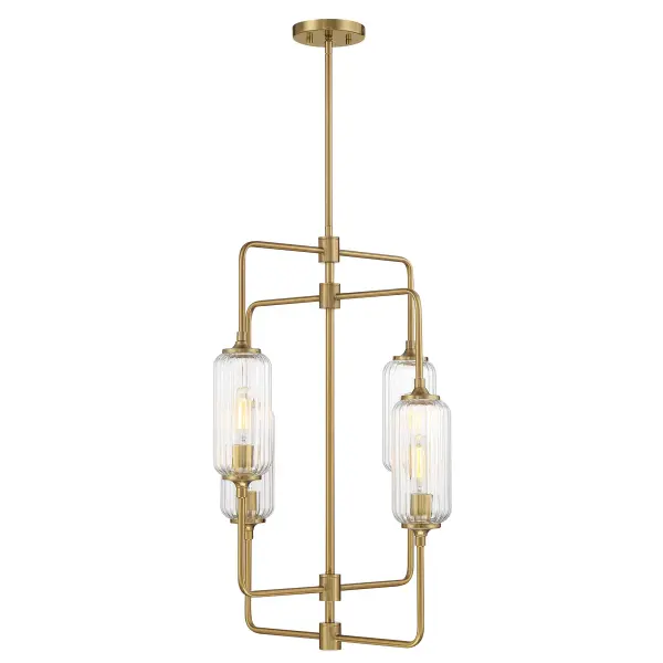 Holton Four Light Chandelier in Warm Brass - Image 4