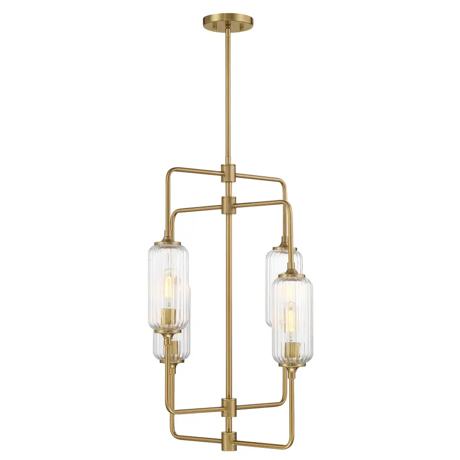 Holton Four Light Chandelier in Warm Brass - Image 4