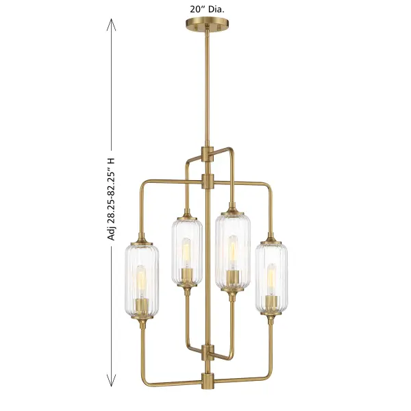 Holton Four Light Chandelier in Warm Brass - Image 5