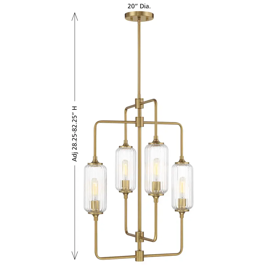 Holton Four Light Chandelier in Warm Brass - Image 5