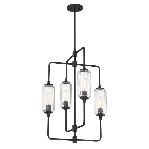 Holton 4-Light Chandelier in Matte Black - Image 3