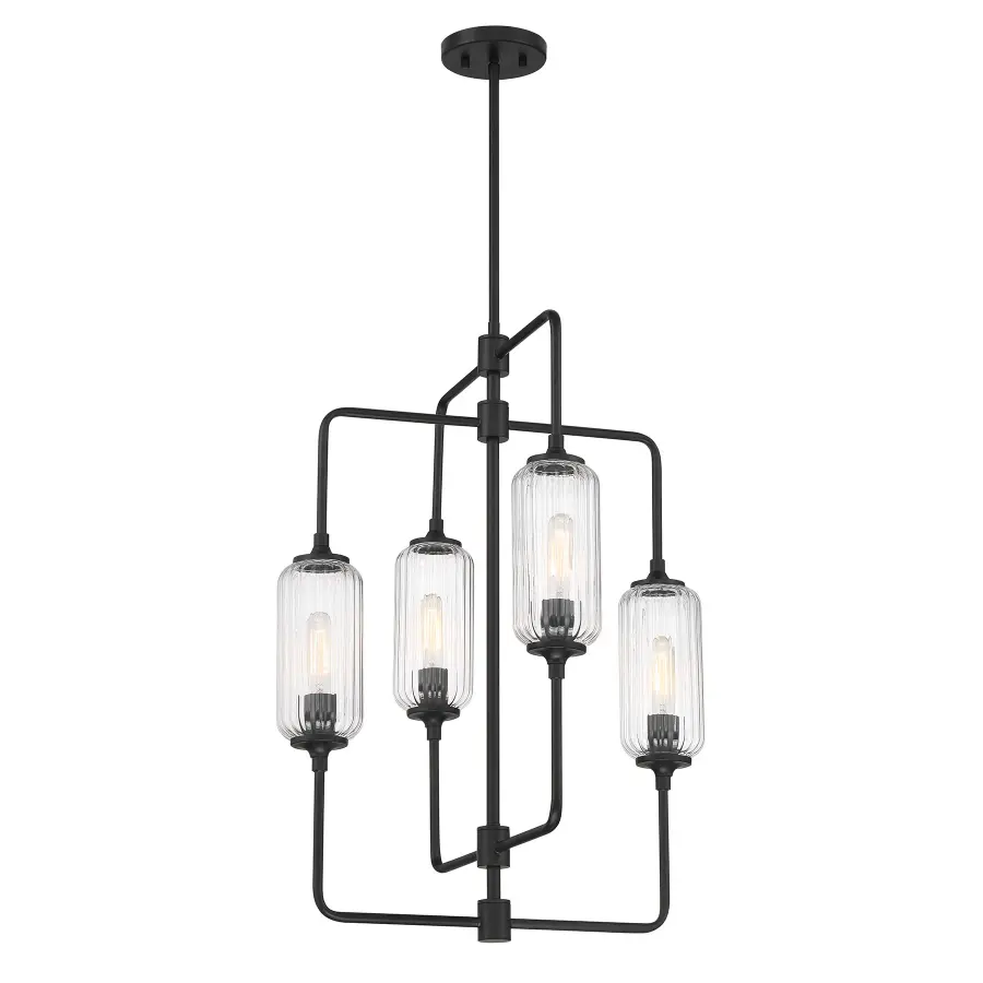 Holton 4-Light Chandelier in Matte Black - Image 3