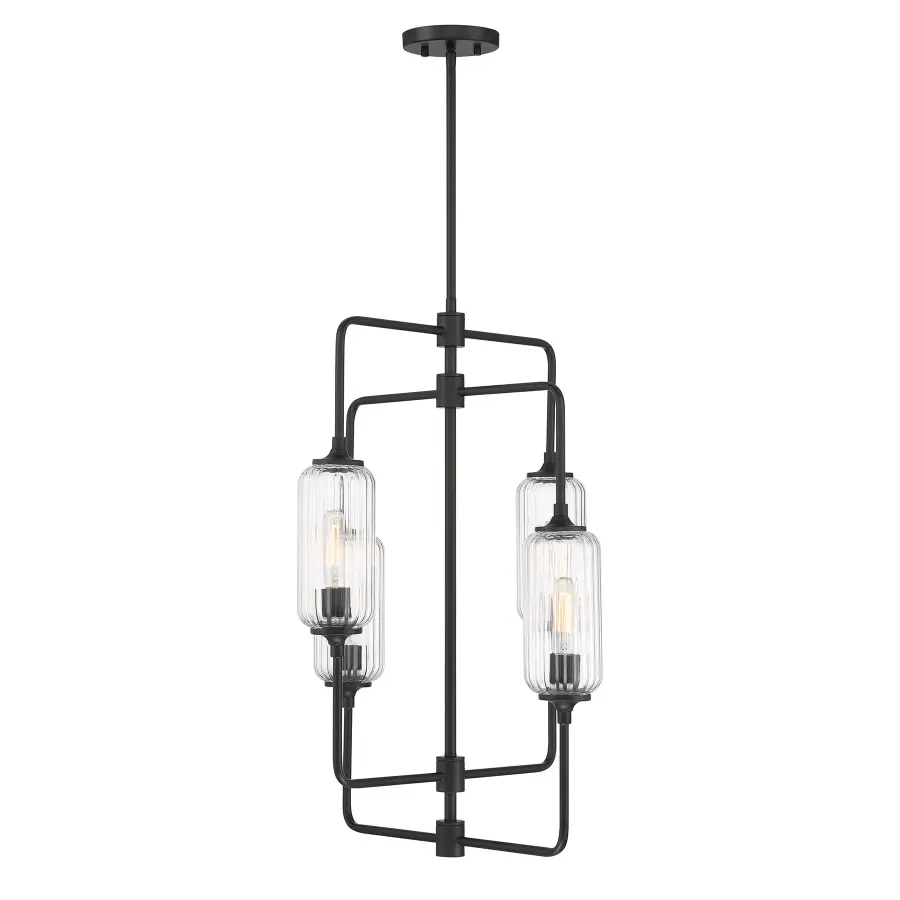 Holton 4-Light Chandelier in Matte Black - Image 5