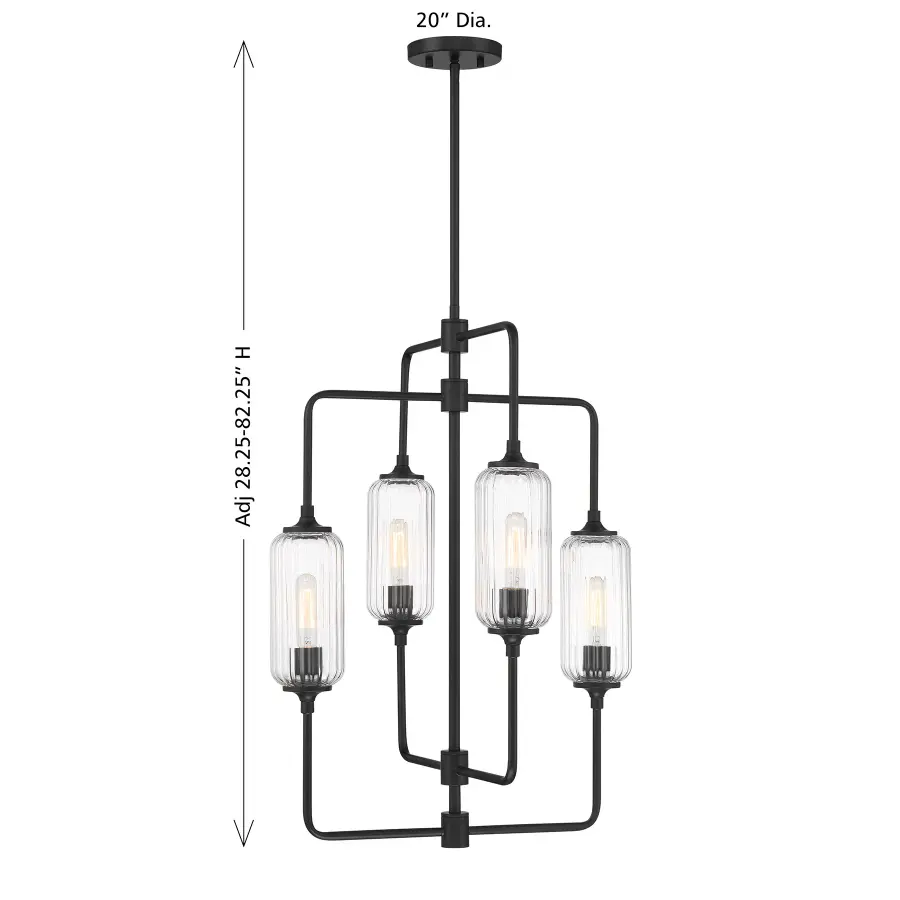 Holton 4-Light Chandelier in Matte Black - Image 6