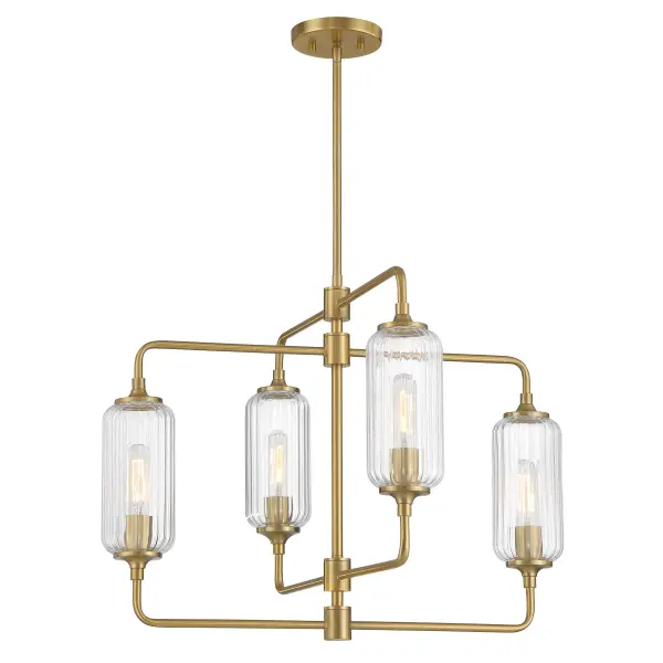 Holton Four Light Chandelier in Warm Brass - Image 3