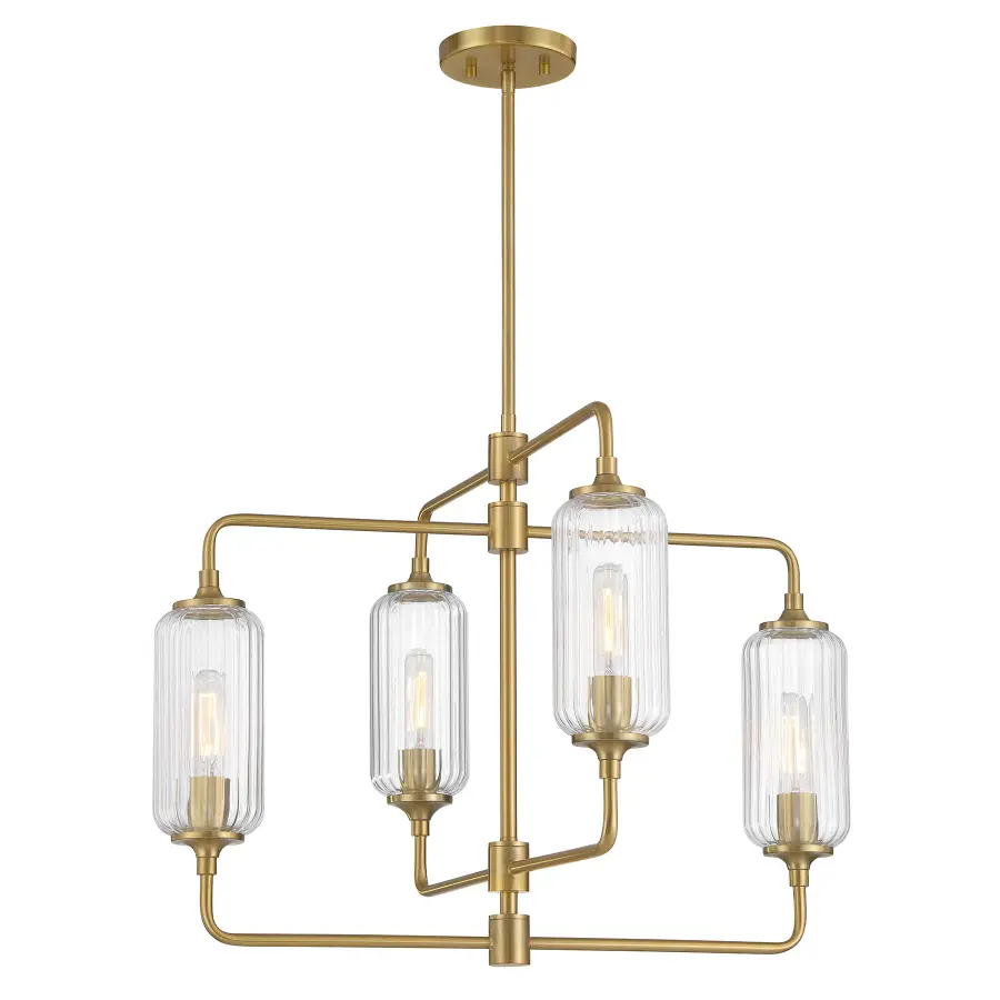 Holton Four Light Chandelier in Warm Brass - Image 3