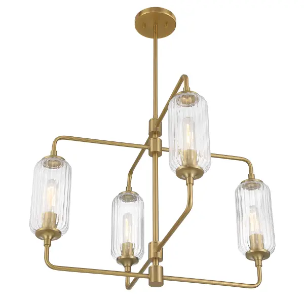 Holton Four Light Chandelier in Warm Brass - Image 4