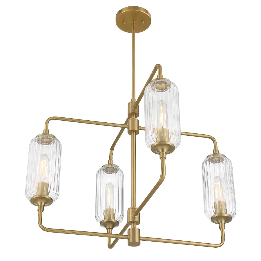 Holton Four Light Chandelier in Warm Brass - Image 4