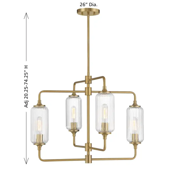 Holton Four Light Chandelier in Warm Brass - Image 8