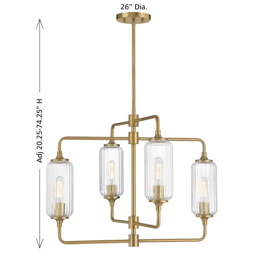 Holton Four Light Chandelier in Warm Brass - Image 8