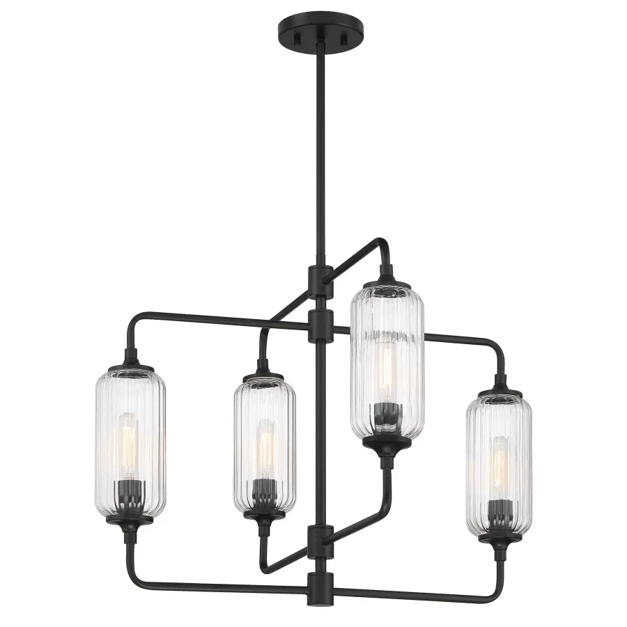 Holton 4-Light Chandelier in Matte Black - Image 3