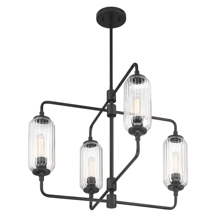 Holton 4-Light Chandelier in Matte Black - Image 4