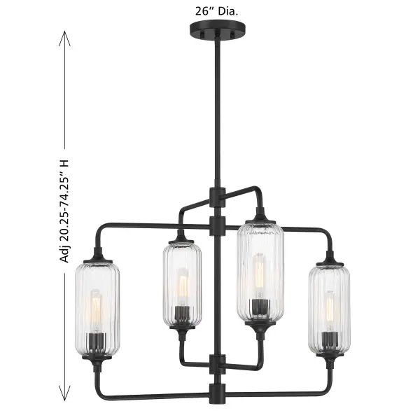 Holton 4-Light Chandelier in Matte Black - Image 8