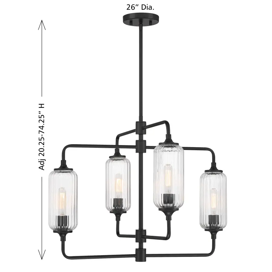 Holton 4-Light Chandelier in Matte Black - Image 8