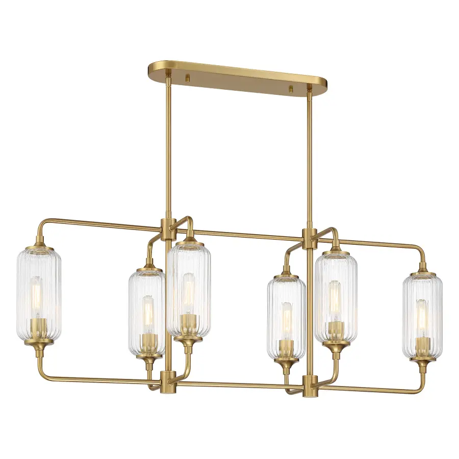 Holton Six Light Linear Chandelier in Warm Brass - Image 1