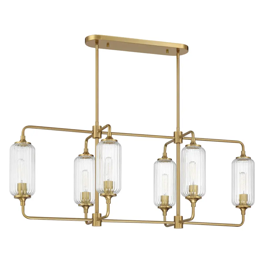 Holton Six Light Linear Chandelier in Warm Brass - Image 2