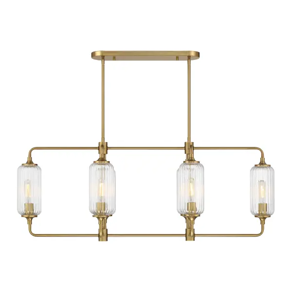 Holton Six Light Linear Chandelier in Warm Brass - Image 3