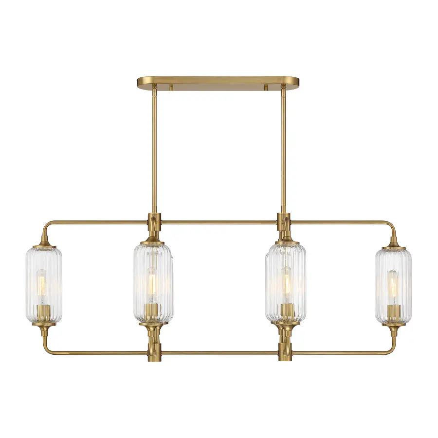 Holton Six Light Linear Chandelier in Warm Brass - Image 3