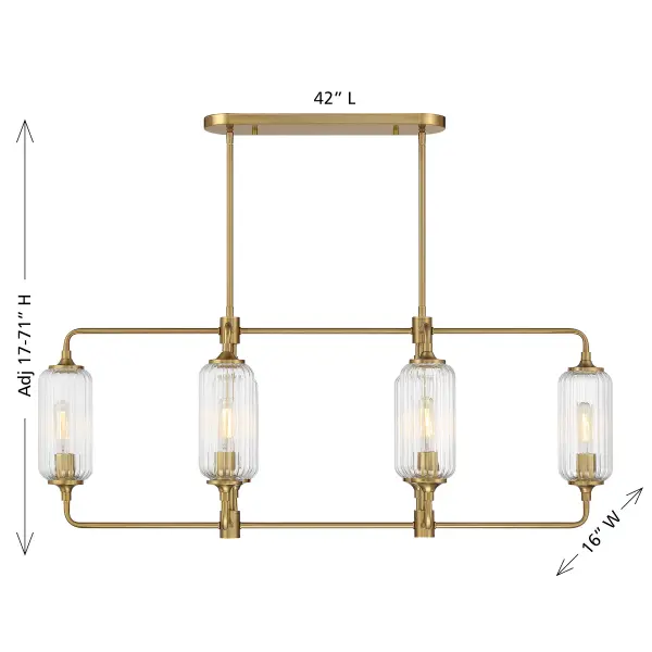 Holton Six Light Linear Chandelier in Warm Brass - Image 7