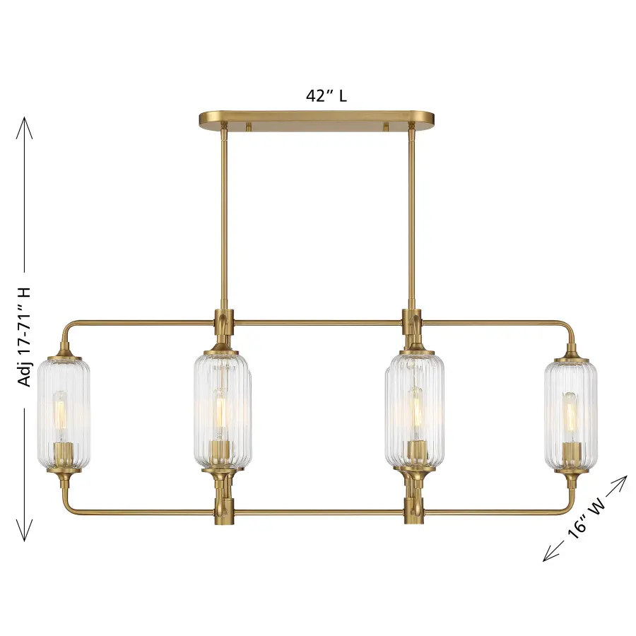 Holton Six Light Linear Chandelier in Warm Brass - Image 7
