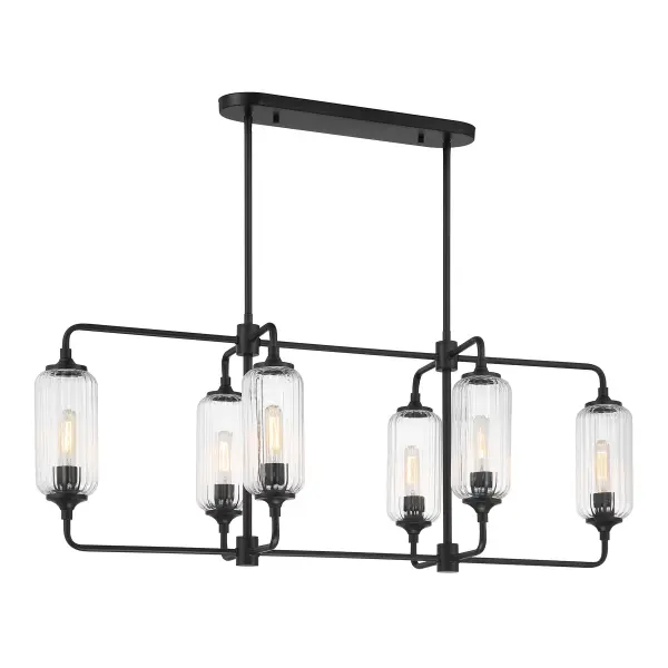 Holton 6-Light Linear Chandelier in Matte Black - Image 1