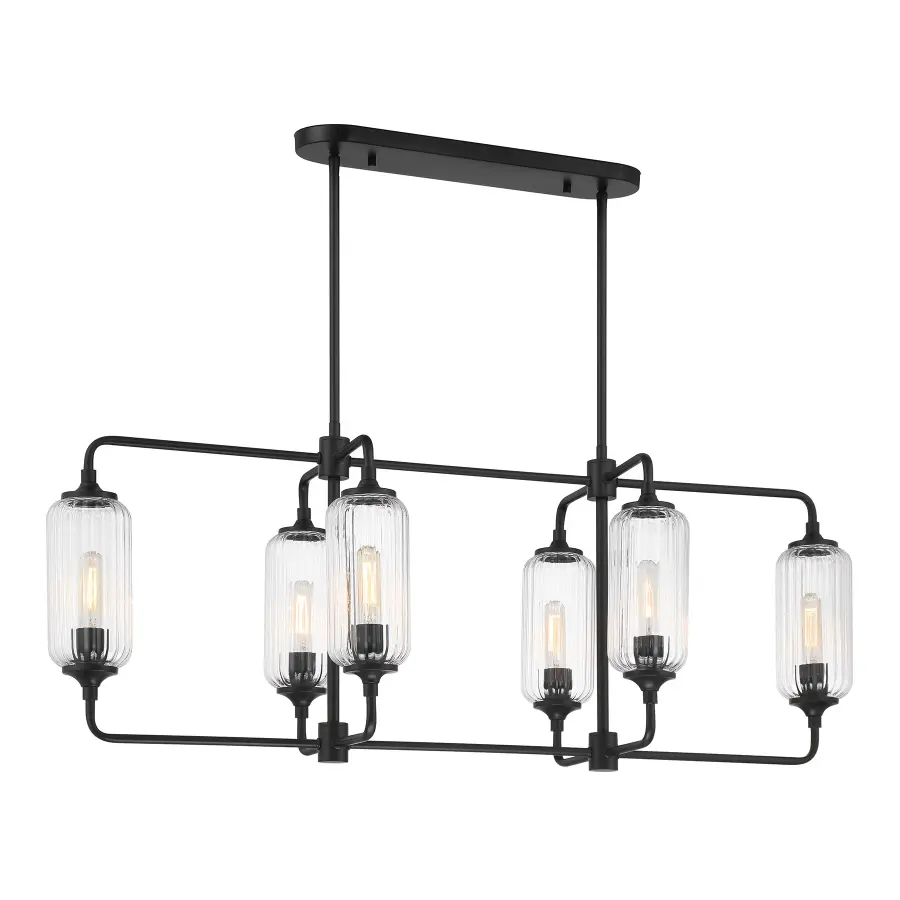 Holton 6-Light Linear Chandelier in Matte Black - Image 1