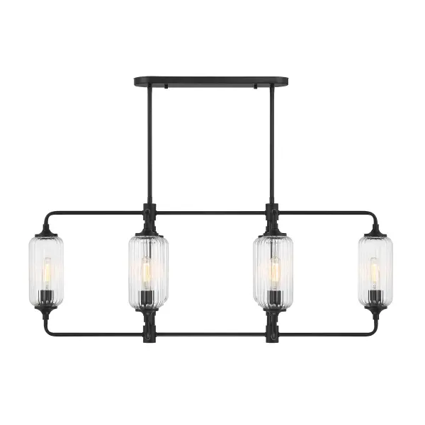 Holton 6-Light Linear Chandelier in Matte Black - Image 3