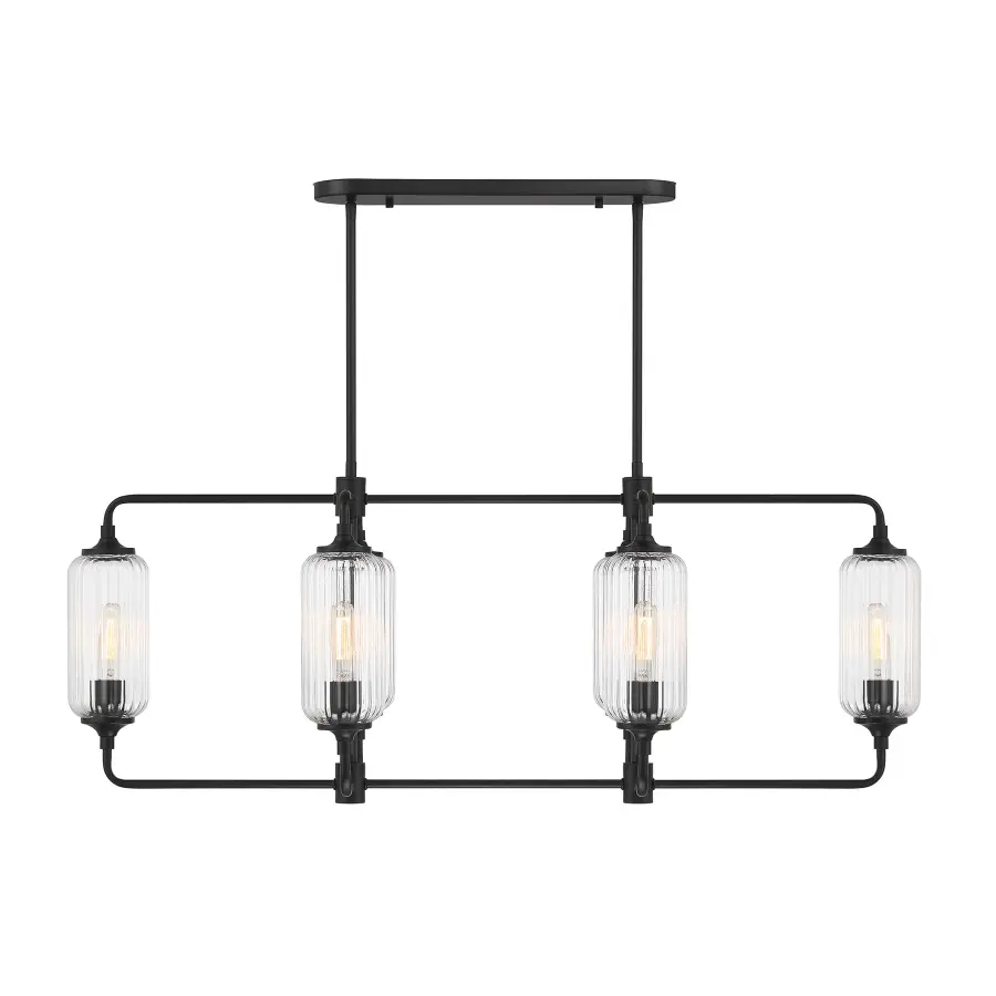 Holton 6-Light Linear Chandelier in Matte Black - Image 3