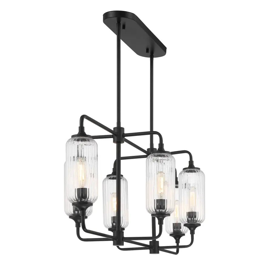 Holton 6-Light Linear Chandelier in Matte Black - Image 5
